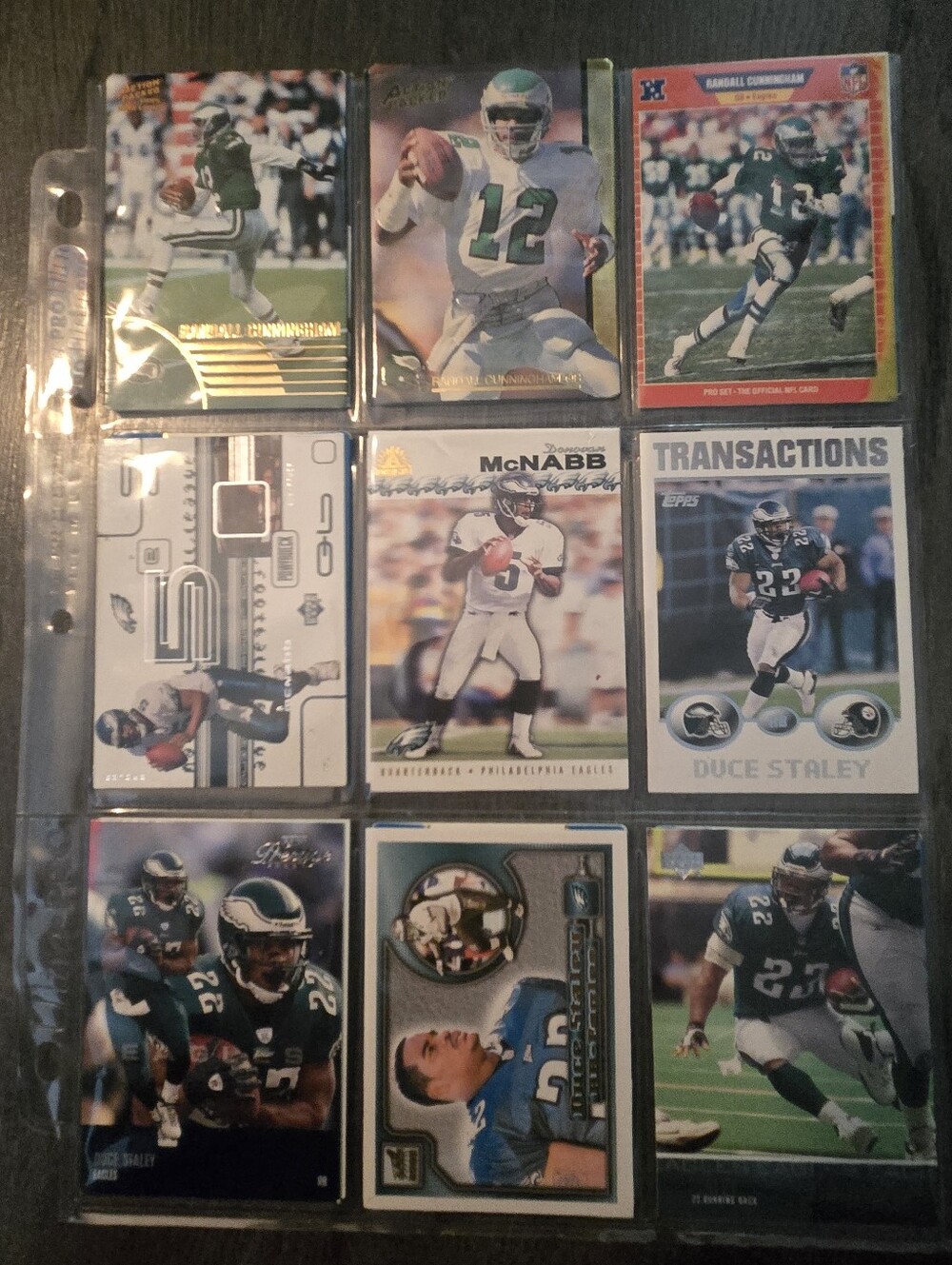 Philadelphia Eagles 29 Football Card Lot McNabb Cunningham Staley NFL